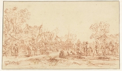 Kermis in een dorp by Jan van Goyen