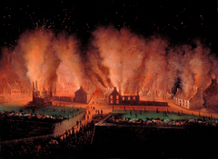 L'Incendie du quartier Saint-Jean à Québec, vu vers l'ouest by Joseph Légaré