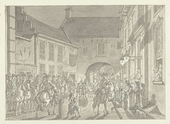 L.P. van de Spiegel naar de Gevangenpoort gebracht, 1795 by Jan Bulthuis