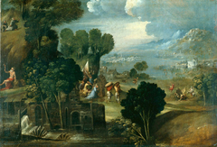 Landscape with saints by Dosso Dossi