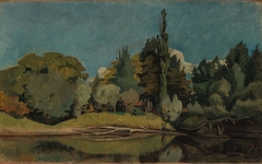 Landscape with Trees along the Water by Piet Meiners