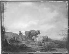 Landschaft mit Hirtenmädchen und Herde by Max Joseph Wagenbauer