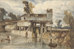 Landschap met watermolen by Alexandre-Gabriel Decamps