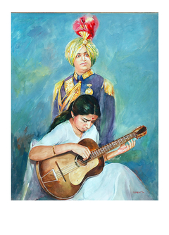 Lata Mangeshkar and her father Master Dinanath by Devkrishna Lambole