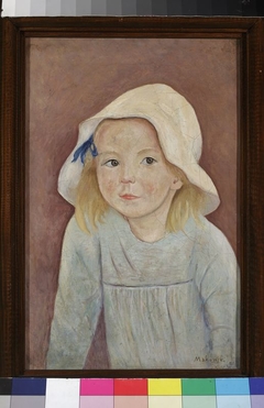 Little girl in a white hat by Tadeusz Makowski