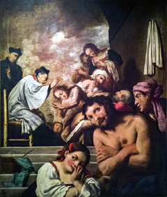 Marco Gussoni who blesses the plague victims in the Lazzaretto of Ferrara by Pietro della Vecchia