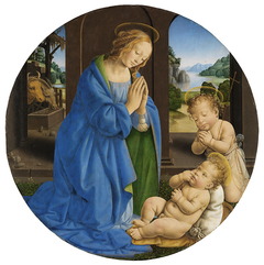 Maria, das Kind anbetend, mit dem Johannesknaben by Lorenzo di Credi