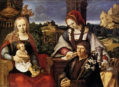 Mary with Child, St. Maria Magdalena and founder (separate outside, Inv. No. 7713) by Lucas van Leyden