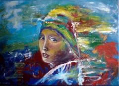 Modern Day Girl With Pearl Earring by christine vanhercke