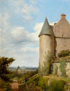 On the Terrace, Barra Castle, Aberdeenshire by James Cassie