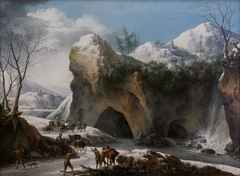 paysage montagneux sous la neige avec diligence by Francesco Foschi