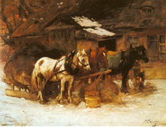 Pferdeschlitten vor der Walke by Friedrich Eckenfelder