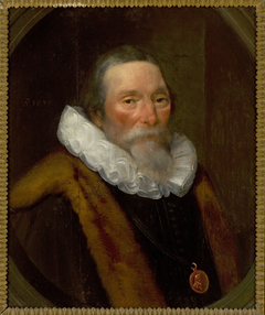 Portrait of a man in a frill with a fur collar by nieznany malarz holenderski