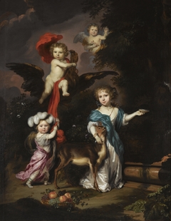 Portrait of Four Children as Ceres Ganymede Cherub and Diana by Nicolaes Maes