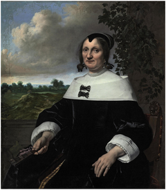 Portrait of Maria van Arckel, three-quarter-length, seated, before a balustrade by Bartholomeus van der Helst