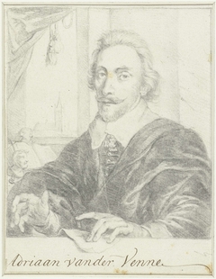 Portret van de schilder Adriaan van de Venne by Wenceslaus Hollar