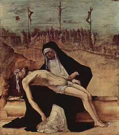 Predella of Stories of Christ: 2. Pietà by Ercole de' Roberti