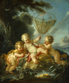 Putti as Fisherman by François Boucher