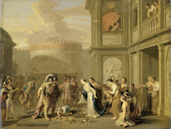 Queen Cleophis Offers Alexander the Great Wine after Conquering Massaga by Gerard Hoet