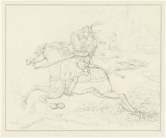 Ridder met een vrouw te paard by Louis Moritz