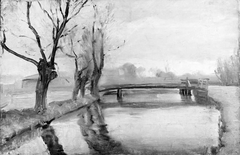 River Landscape with a Bridge by Albert Gottschalk