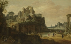 Roman Landscape with the Palatine to the left and part of the Roman Forum on the right by Pieter Anthonisz Groenewegen