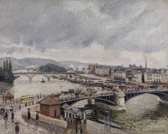 Rouen. Les ponts Boieldieu et Corneille, effet de pluie by Camille Pissarro