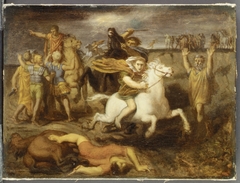 Scene from the Gallic Wars: The Gaul Littavicus, Betraying the Roman Cause, Flees to Gergovie to Support Vercingétorix by Théodore Chassériau