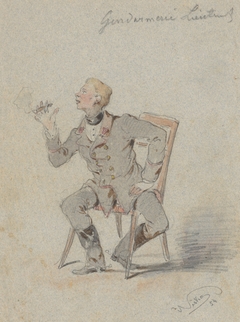 Seated Gendarmerie Lieutenant by Friedrich Carl von Scheidlin