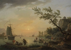 Seehafen bei Sonnenuntergang by Joseph Vernet