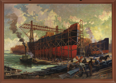 Shipbuilding in Ashbridges Bay, Toronto by Robert Ford Gagen