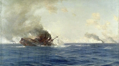 Sinking of the 'Scharnhorst' at the Battle of the Falkland Islands, 8 December 1914 by Thomas Somerscales