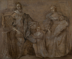 Sketch of Charles I and Queen Henrietta Maria with their two eldest children, Prince Charles and Princess Mary by Anthony van Dyck