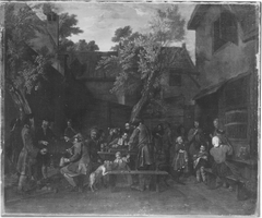 Social gathering in the inn courtyard by Jan Josef Horemans the Elder