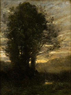 Soleil couchant après la pluie by Jean-Baptiste-Camille Corot