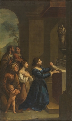 St Cajetan offered to the Virgin by his mother by Andrea Vaccaro