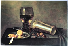 Still life with roemer, chalice, lemon and knife by Hans van Sant