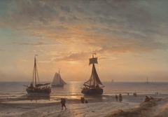 Strand bij zonsondergang by Louis Meijer