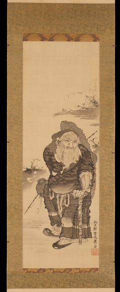 Taigong Wang [center of a triptych of Taigong Wang, Dragon, and Carp] by Soga Shōhaku