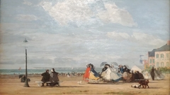 The Beach at Trouville, the Empress Eugénie by Eugène Louis Boudin