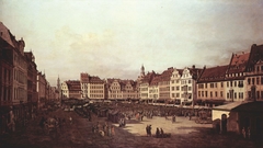 The Old Market in Dresden from Seegasse by Bernardo Bellotto