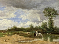 The Pond on the Common by Emile van Marcke