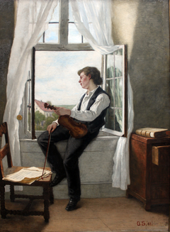 The Violinist by the Window by Otto Scholderer