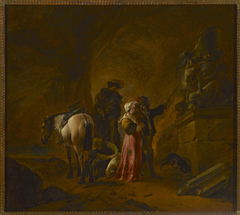 Travellers in a cave by Philips Wouwerman