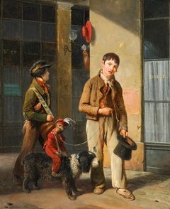 Two Savoyards with a monkey and a dog by Louis Joseph Toussaint Rossignon