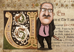 Umberto Eco -caricature by Kyriakos Mauridis