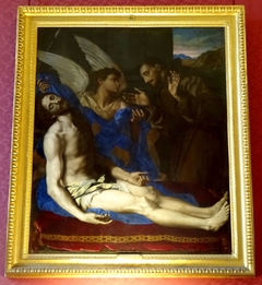 Un ange montre à saint François d'Assise le Christ détaché de la croix by Alessandro Allori