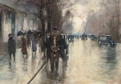 Unter den Linden im Regen by Lesser Ury