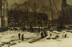 Doorbraak van de Raadhuisstraat in de winter by George Hendrik Breitner