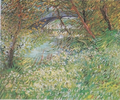 River Bank in Springtime / Banks of the Seine with the Pont de Clichy in the Spring by Vincent van Gogh